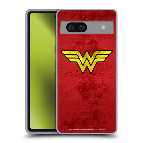 Wonder Woman DC Comics Logos Distressed Look Soft Gel Case for Google Pixel 7a