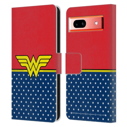 Wonder Woman DC Comics Logos Costume Leather Book Wallet Case Cover For Google Pixel 7a