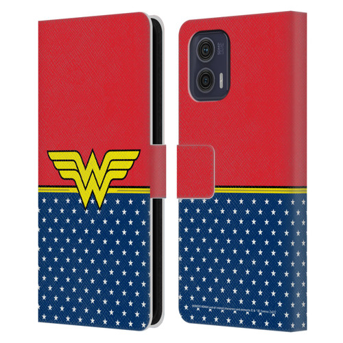 Wonder Woman DC Comics Logos Costume Leather Book Wallet Case Cover For Motorola Moto G73 5G
