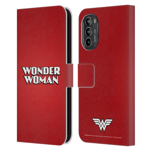 Wonder Woman DC Comics Logos Text Leather Book Wallet Case Cover For Motorola Moto G82 5G