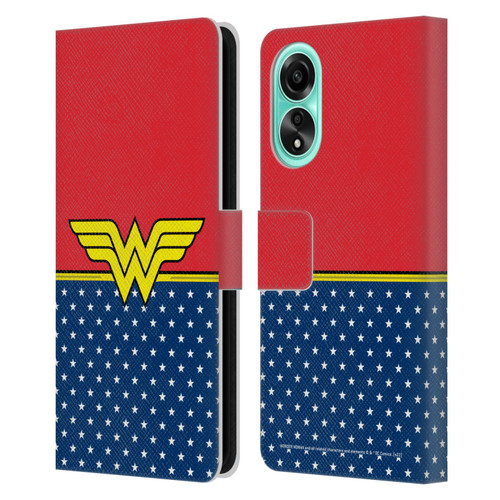Wonder Woman DC Comics Logos Costume Leather Book Wallet Case Cover For OPPO A78 4G