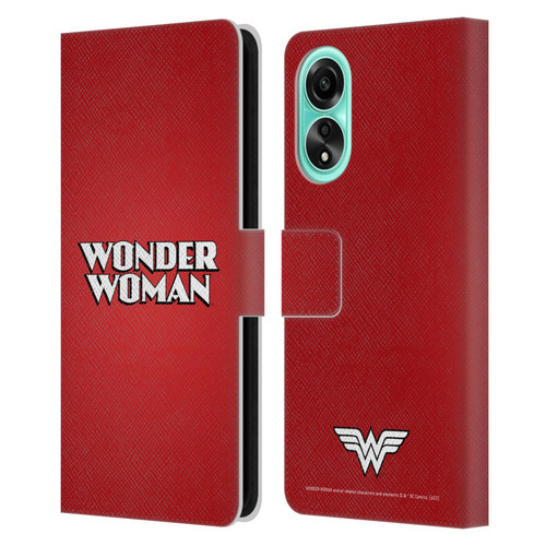 Wonder Woman DC Comics Logos Text Leather Book Wallet Case Cover For OPPO A78 4G