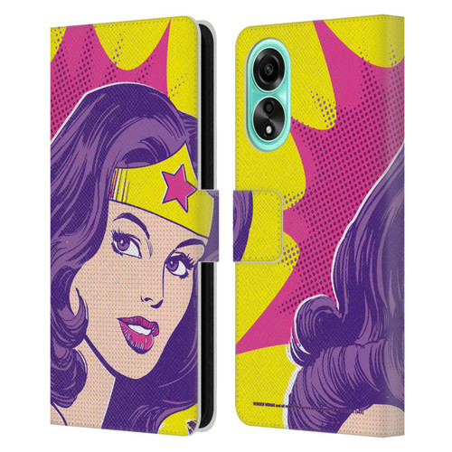 Wonder Woman DC Comics Vintage Art Pop Art Leather Book Wallet Case Cover For OPPO A78 4G