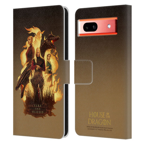 House Of The Dragon: Television Series Art Fire And Blood Leather Book Wallet Case Cover For Google Pixel 7a