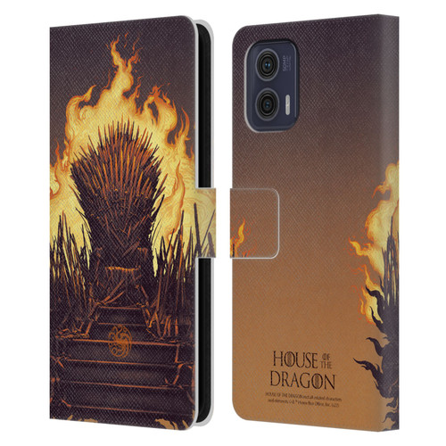 House Of The Dragon: Television Series Art Iron Throne Leather Book Wallet Case Cover For Motorola Moto G73 5G
