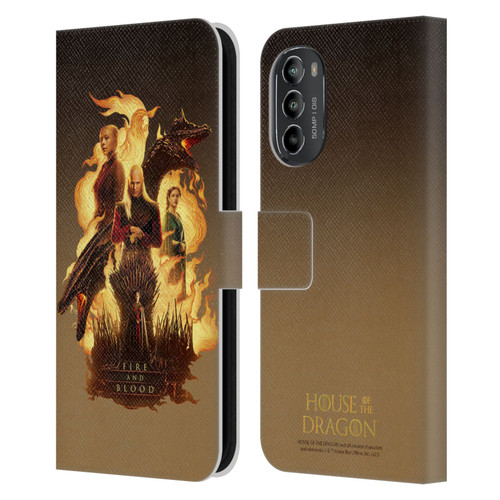 House Of The Dragon: Television Series Art Fire And Blood Leather Book Wallet Case Cover For Motorola Moto G82 5G