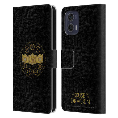 House Of The Dragon: Television Series Graphics Crown Leather Book Wallet Case Cover For Motorola Moto G73 5G