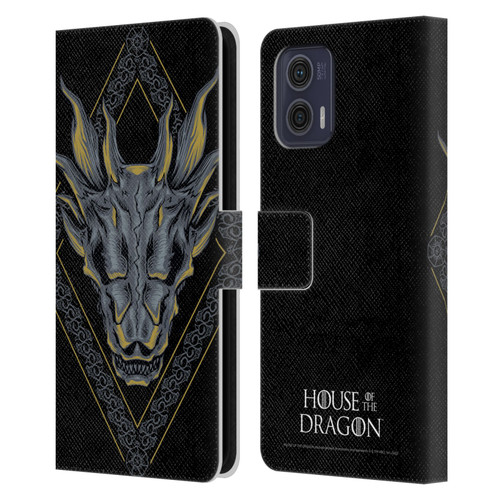 House Of The Dragon: Television Series Graphics Dragon Head Leather Book Wallet Case Cover For Motorola Moto G73 5G