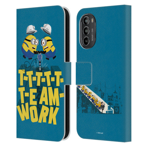 Minions Rise of Gru(2021) Graphics Teamwork Leather Book Wallet Case Cover For Motorola Moto G82 5G