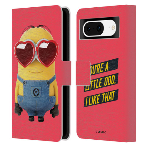 Minions Rise of Gru(2021) Valentines 2021 Heart Glasses Leather Book Wallet Case Cover For Google Pixel 8