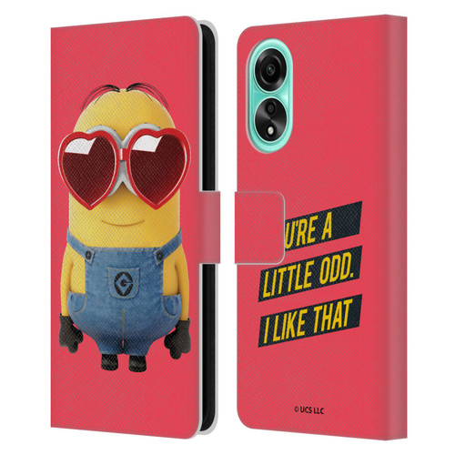 Minions Rise of Gru(2021) Valentines 2021 Heart Glasses Leather Book Wallet Case Cover For OPPO A78 4G