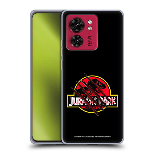 Jurassic Park Logo Plain Black Claw Soft Gel Case for Motorola Moto Edge 40
