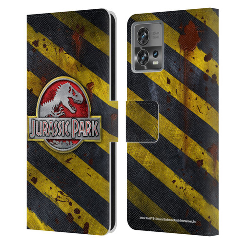Jurassic Park Logo Distressed Look Crosswalk Leather Book Wallet Case Cover For Motorola Moto Edge 30 Fusion