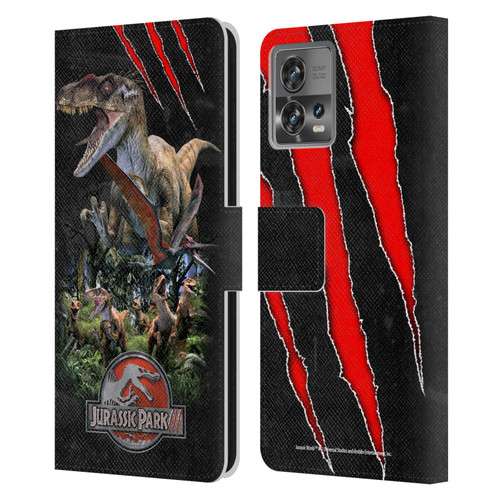 Jurassic Park III Key Art Dinosaurs 3 Leather Book Wallet Case Cover For Motorola Moto Edge 30 Fusion