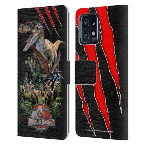 Jurassic Park III Key Art Dinosaurs 3 Leather Book Wallet Case Cover For Motorola Moto Edge 40 Pro