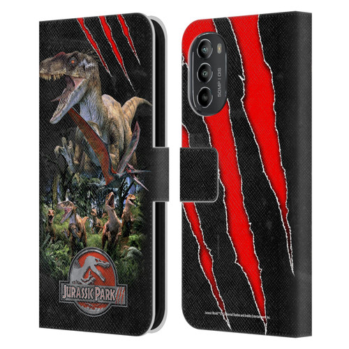 Jurassic Park III Key Art Dinosaurs 3 Leather Book Wallet Case Cover For Motorola Moto G82 5G