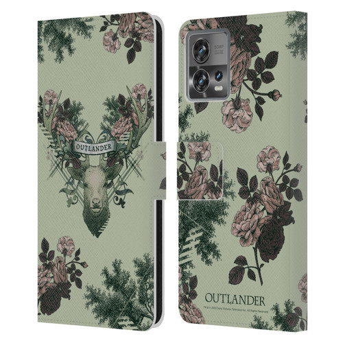 Outlander Composed Graphics Floral Deer Leather Book Wallet Case Cover For Motorola Moto Edge 30 Fusion