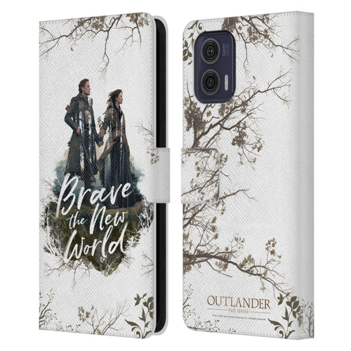 Outlander Composed Graphics Brave The New World Leather Book Wallet Case Cover For Motorola Moto G73 5G