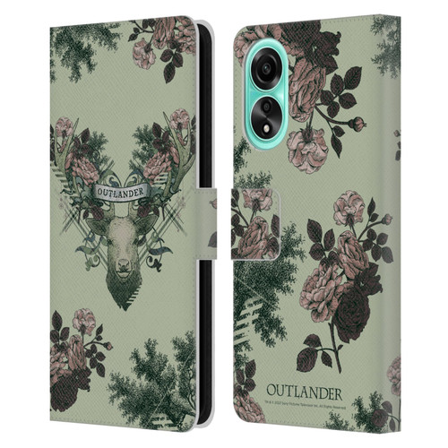 Outlander Composed Graphics Floral Deer Leather Book Wallet Case Cover For OPPO A78 4G