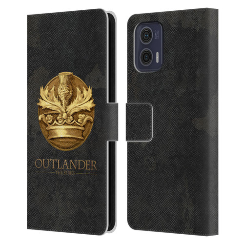 Outlander Seals And Icons Scotland Thistle Leather Book Wallet Case Cover For Motorola Moto G73 5G