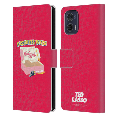 Ted Lasso Season 1 Graphics Biscuits With The Boss Leather Book Wallet Case Cover For Motorola Moto G73 5G