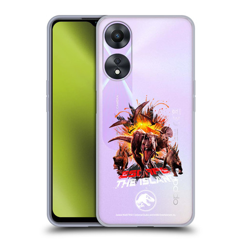 Jurassic World Fallen Kingdom Key Art Dinosaurs Escape Island Soft Gel Case for OPPO A78 4G