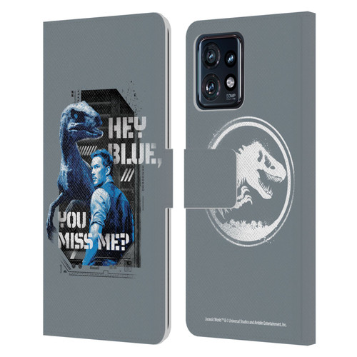 Jurassic World Fallen Kingdom Key Art Hey Blue & Owen Leather Book Wallet Case Cover For Motorola Moto Edge 40 Pro