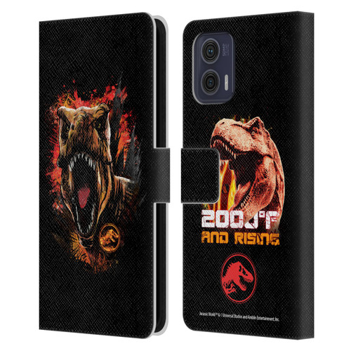 Jurassic World Fallen Kingdom Key Art T-Rex Art Leather Book Wallet Case Cover For Motorola Moto G73 5G