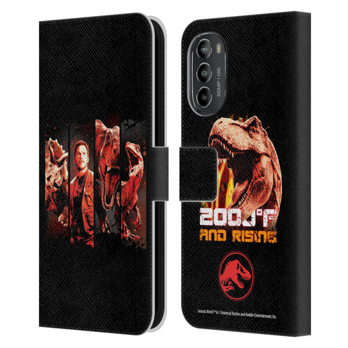 Jurassic World Fallen Kingdom Key Art Character Frame Leather Book Wallet Case Cover For Motorola Moto G82 5G