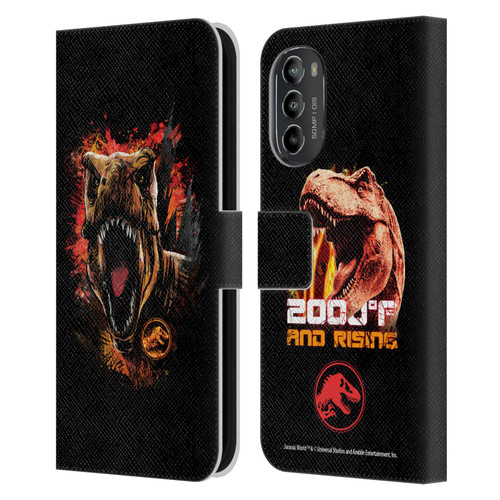 Jurassic World Fallen Kingdom Key Art T-Rex Art Leather Book Wallet Case Cover For Motorola Moto G82 5G
