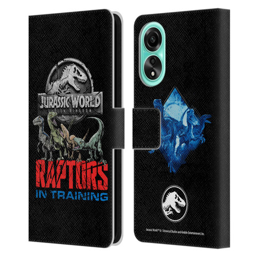 Jurassic World Fallen Kingdom Key Art Raptors In Training Leather Book Wallet Case Cover For OPPO A78 5G