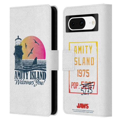 Jaws I Key Art Amity Island Leather Book Wallet Case Cover For Google Pixel 8