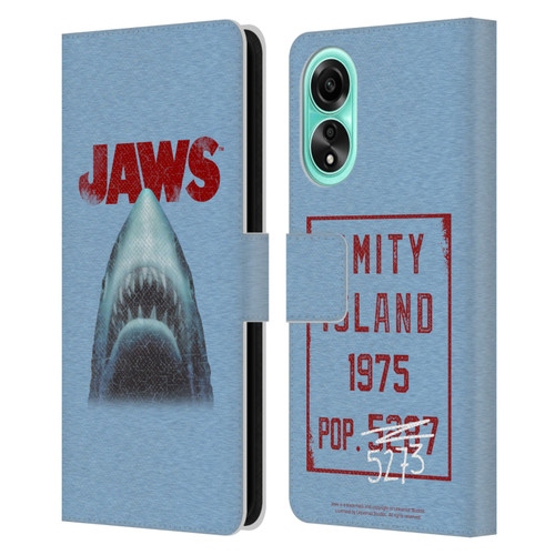 Jaws I Key Art Grunge Leather Book Wallet Case Cover For OPPO A78 4G