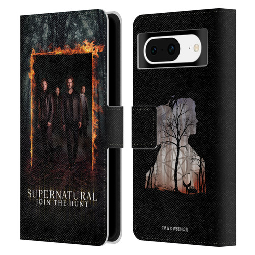 Supernatural Key Art Sam, Dean, Castiel & Crowley Leather Book Wallet Case Cover For Google Pixel 8