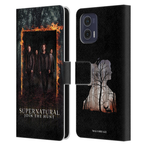 Supernatural Key Art Sam, Dean, Castiel & Crowley Leather Book Wallet Case Cover For Motorola Moto G73 5G