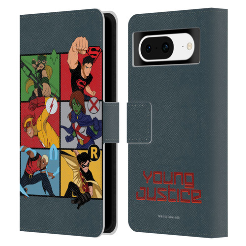 Young Justice Graphics Character Art Leather Book Wallet Case Cover For Google Pixel 8