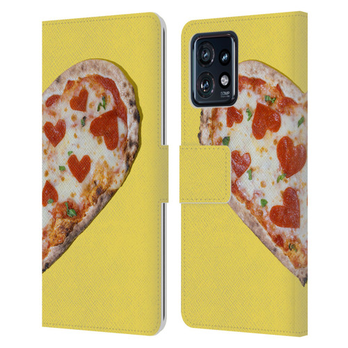 Pepino De Mar Foods Heart Pizza Leather Book Wallet Case Cover For Motorola Moto Edge 40 Pro
