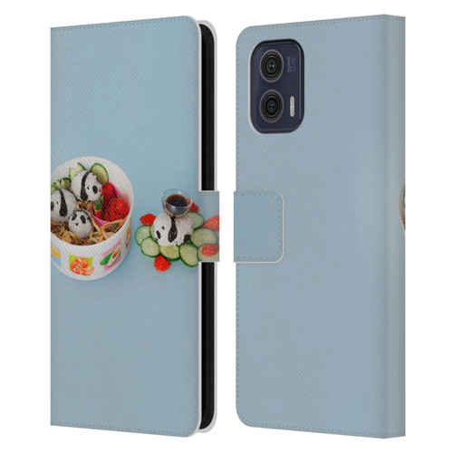 Pepino De Mar Foods Panda Rice Ball Leather Book Wallet Case Cover For Motorola Moto G73 5G