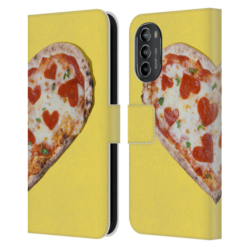 Pepino De Mar Foods Heart Pizza Leather Book Wallet Case Cover For Motorola Moto G82 5G