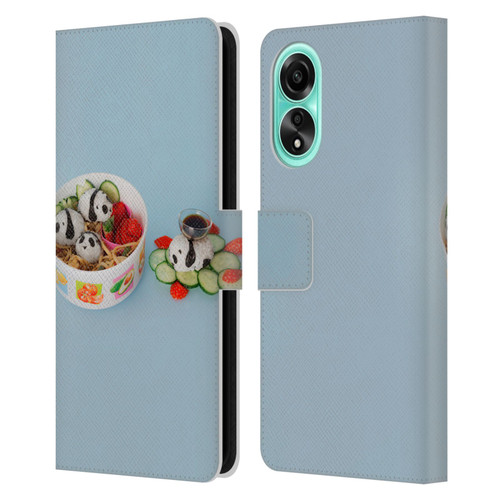 Pepino De Mar Foods Panda Rice Ball Leather Book Wallet Case Cover For OPPO A78 5G