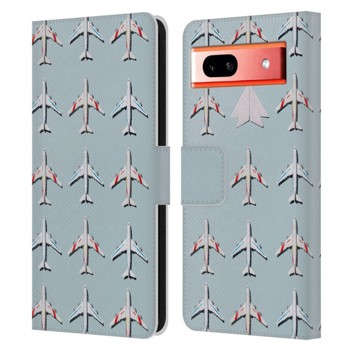 Pepino De Mar Patterns 2 Airplane Leather Book Wallet Case Cover For Google Pixel 7a