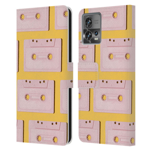 Pepino De Mar Patterns 2 Cassette Tape Leather Book Wallet Case Cover For Motorola Moto Edge 30 Fusion