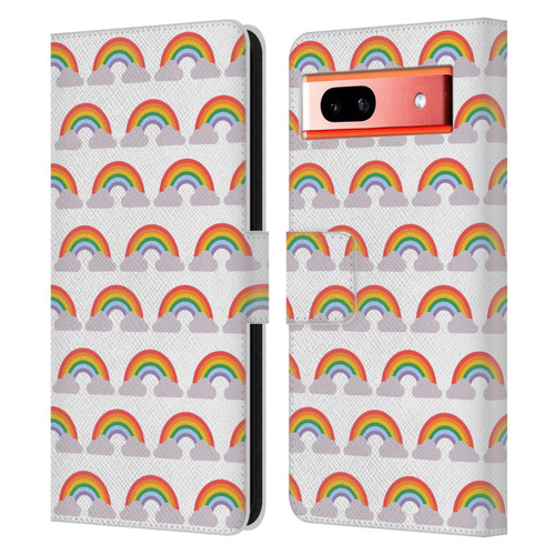Pepino De Mar Rainbow Pattern Leather Book Wallet Case Cover For Google Pixel 7a