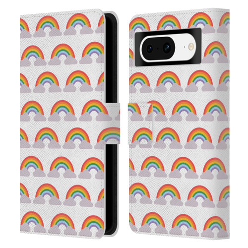 Pepino De Mar Rainbow Pattern Leather Book Wallet Case Cover For Google Pixel 8