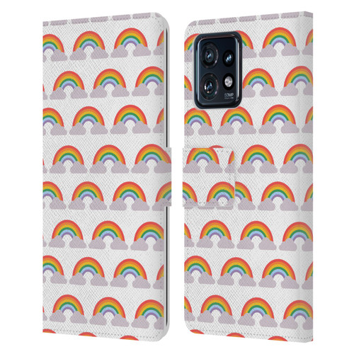 Pepino De Mar Rainbow Pattern Leather Book Wallet Case Cover For Motorola Moto Edge 40 Pro