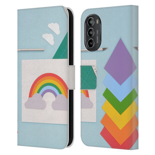 Pepino De Mar Rainbow Art Leather Book Wallet Case Cover For Motorola Moto G82 5G