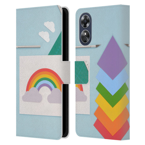 Pepino De Mar Rainbow Art Leather Book Wallet Case Cover For OPPO A17