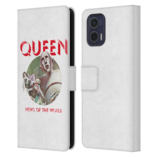 Queen Key Art News Of The World Leather Book Wallet Case Cover For Motorola Moto G73 5G
