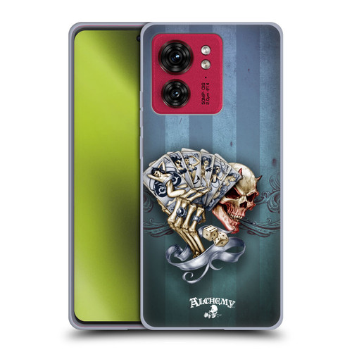 Alchemy Gothic Skull And Cards Read 'Em And Weep Soft Gel Case for Motorola Moto Edge 40