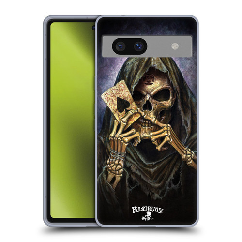 Alchemy Gothic Skull And Cards Reaper's Ace Soft Gel Case for Google Pixel 7a